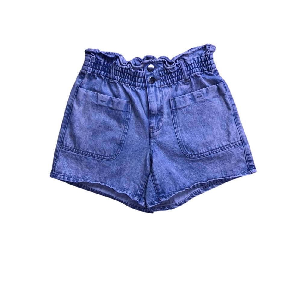 And Now This High Rise Paperbag Denim Shorts Womens 25 Light Wash Cotton Casual